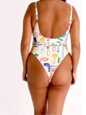 AURELLE One piece high leg thong Brazilian cut cheeky swimsuit